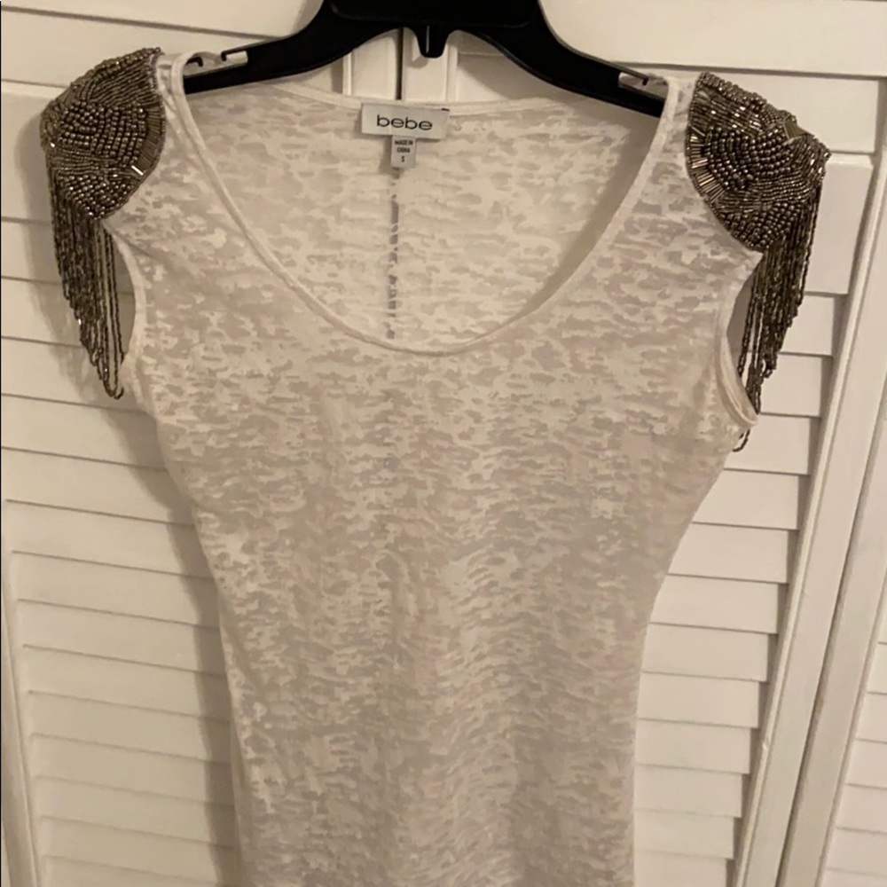 Beautiful shoulder beaded bebe blouse